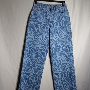 Divided Women's High Waist Wide Bootcut Psychedelic Vibe Swirl Y2K Denim Jeans 6